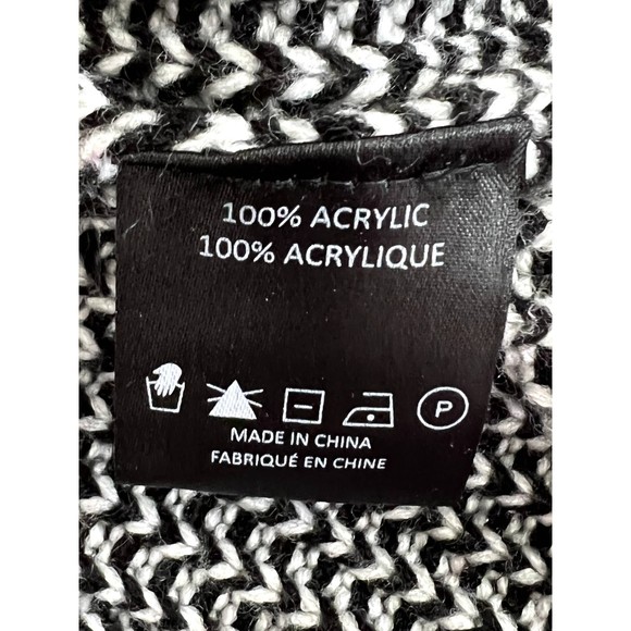 Charlie Paige Sweater/Poncho Cowl Neck Front Crossover L XL Black White Swing - Picture 6 of 7